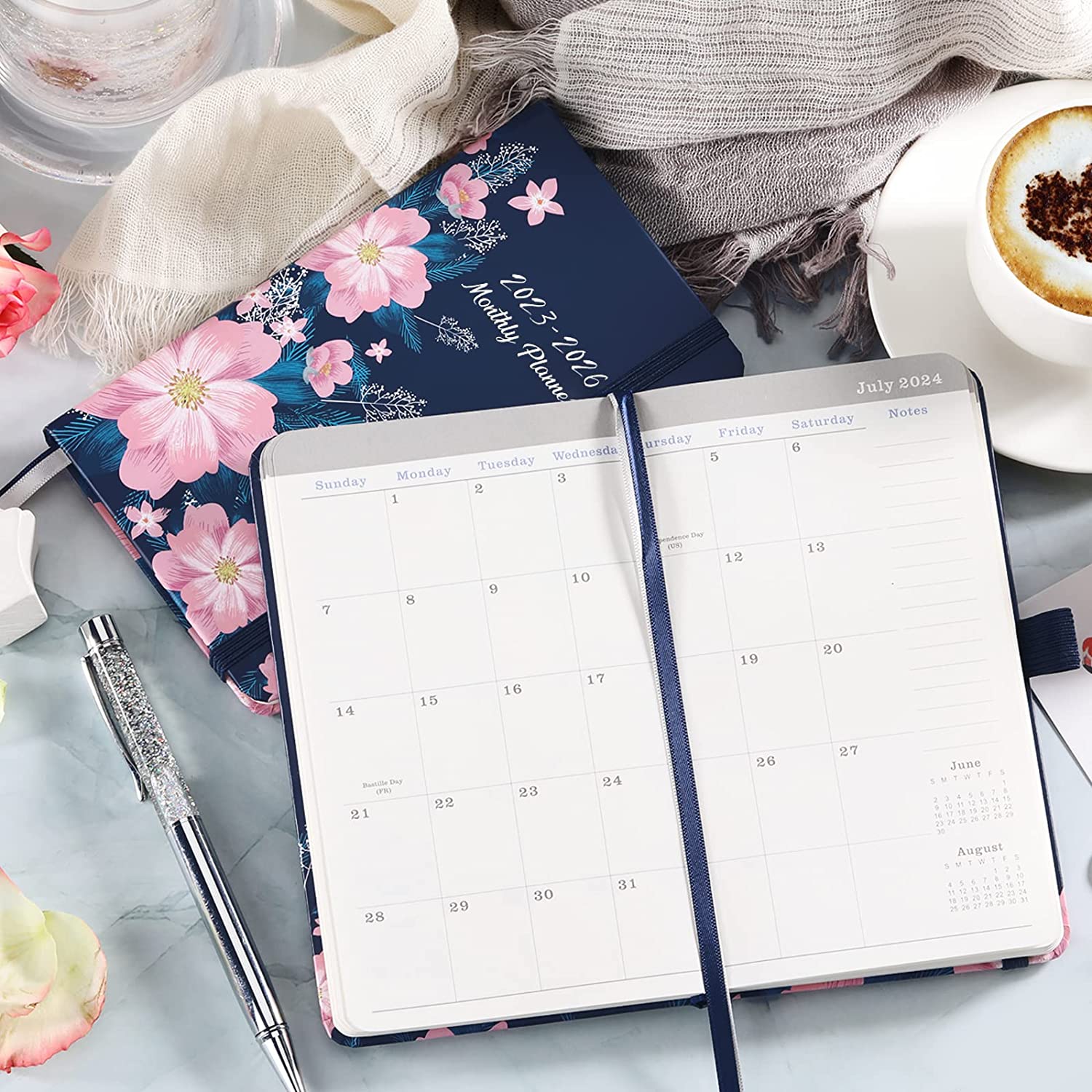 2023-2026 Pocket Planner/Calendar - 3 Year Monthly Planner from Jul 2023 - Jun 2026, 6.3" x 3.8", 2023-2026 Monthly Planner with 61 Notes Pages, Inner Pocket, Pen Loop, Elastic Closure - Image 7
